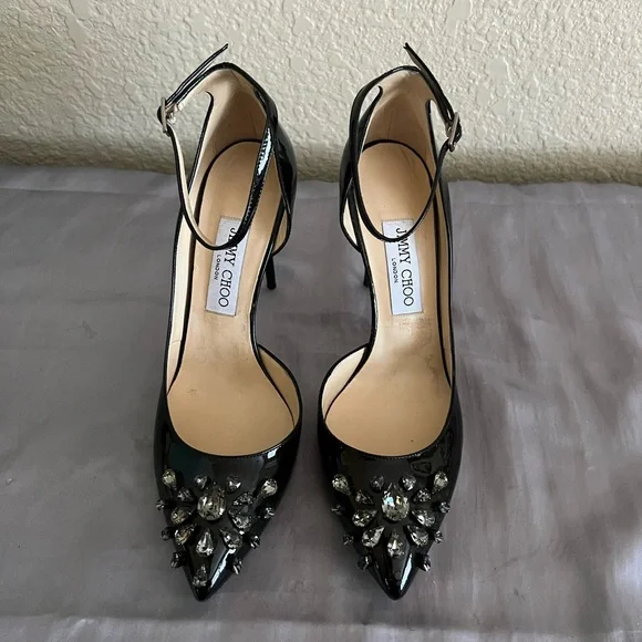 Jimmy Choo Lucy Mix Crystal D’Orsay Pumps Shoes 38.5 - Picture 2 of 15